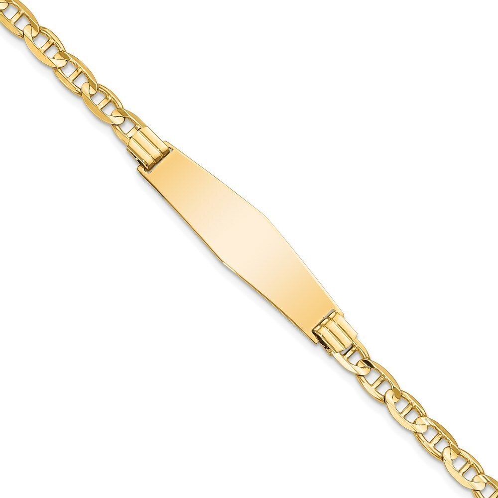 Kazi Luxury 14k Anchor Link Soft Diamond Shape ID Bracelet